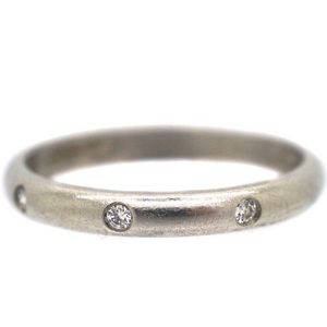 Platinum & Diamond Stack Ring 9 Bezel Set Diamonds Sz 5.5  5.13gram .22 carat